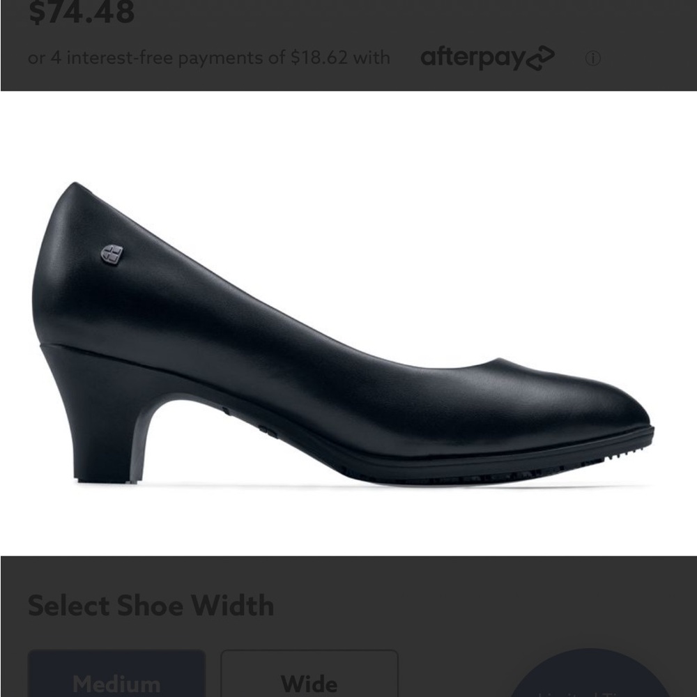 Shoes for Crews Black Leather 2in heel for hospitality, 9.5, slip resistant sole